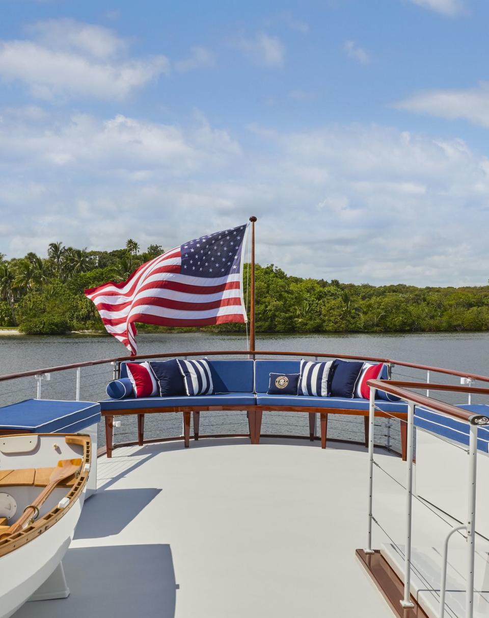 a flag on a boat