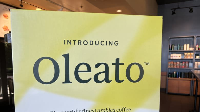 Sign for Oleato at Starbucks