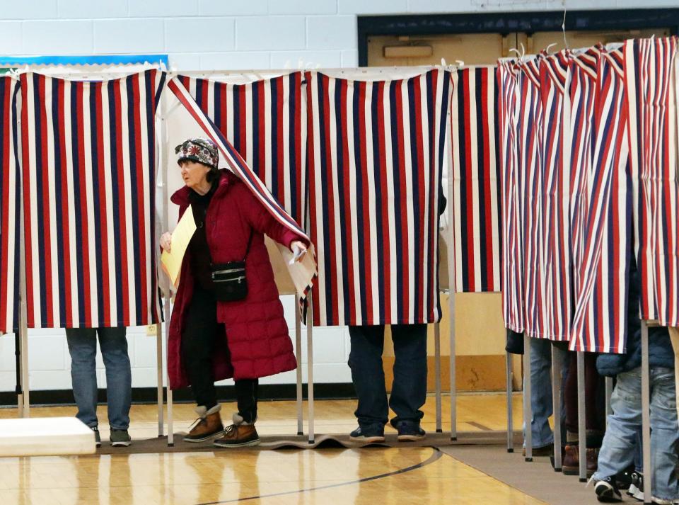 A steady flow of Exeter voters go to the polls to cast their local election choices March 12, 2024.