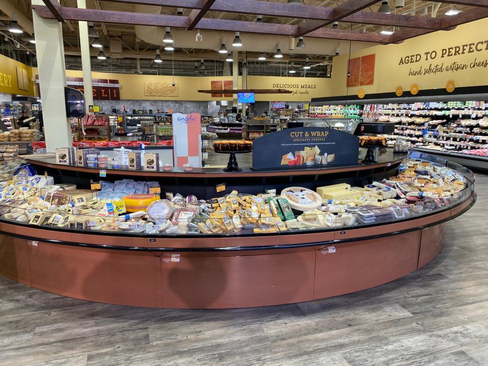 A new feature at Hannaford Supermarket in Taunton is this new cheese display, seen here on Jan 12, 2024. The staff cut-up and package many of the cheeses themselves.