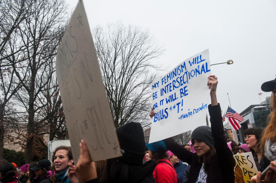 WASHINGTON, DC. - JAN. 21: Organizers put the Women's March on Washington in Washington D.C. on Saturday Jan. 21, 2017. (Photo by Alanna Vagianos, Huffington Post)&nbsp;