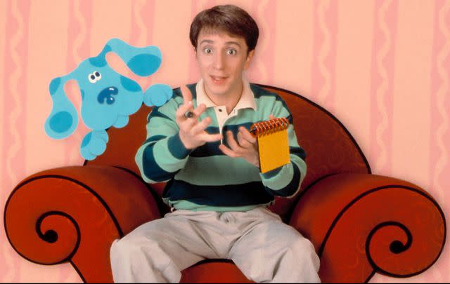 <p>Nickelodeon Network / Everett Collection</p> Steve Burns in 'Blue's Clues'