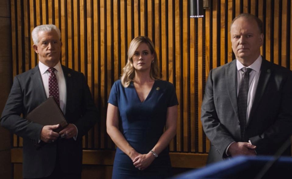 Gregory Jbara, Abigail Hawk and Robert Clohessy<p>Courtesy: CBS</p>