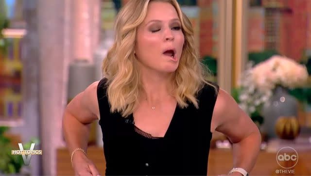 <p>ABC</p> Sara Haines morphs into a penis on 'The View'