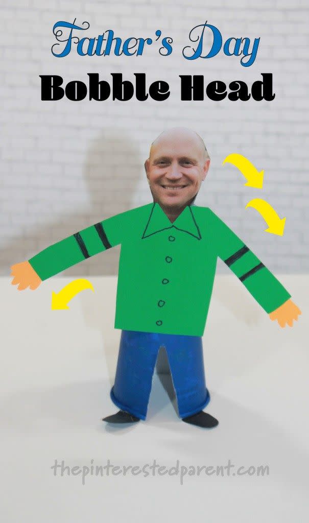 father's day crafts bobble head cut out image of a dad with a green shirt