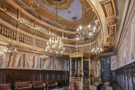 The interior of the 1528 Great German Schola Synagogue, of Ashkenazi rite, in Venice, northern Italy, Wednesday, June 1, 2022. The Great German Schola is the first synagogue of the Venice Ghetto. Venice’s Jewish ghetto is considered the first in Europe and one of the first in the world, and a new effort is underway to preserve its 16th century synagogues for the Jews who have remained and tourists who pass through. (AP Photo/Chris Warde-Jones)