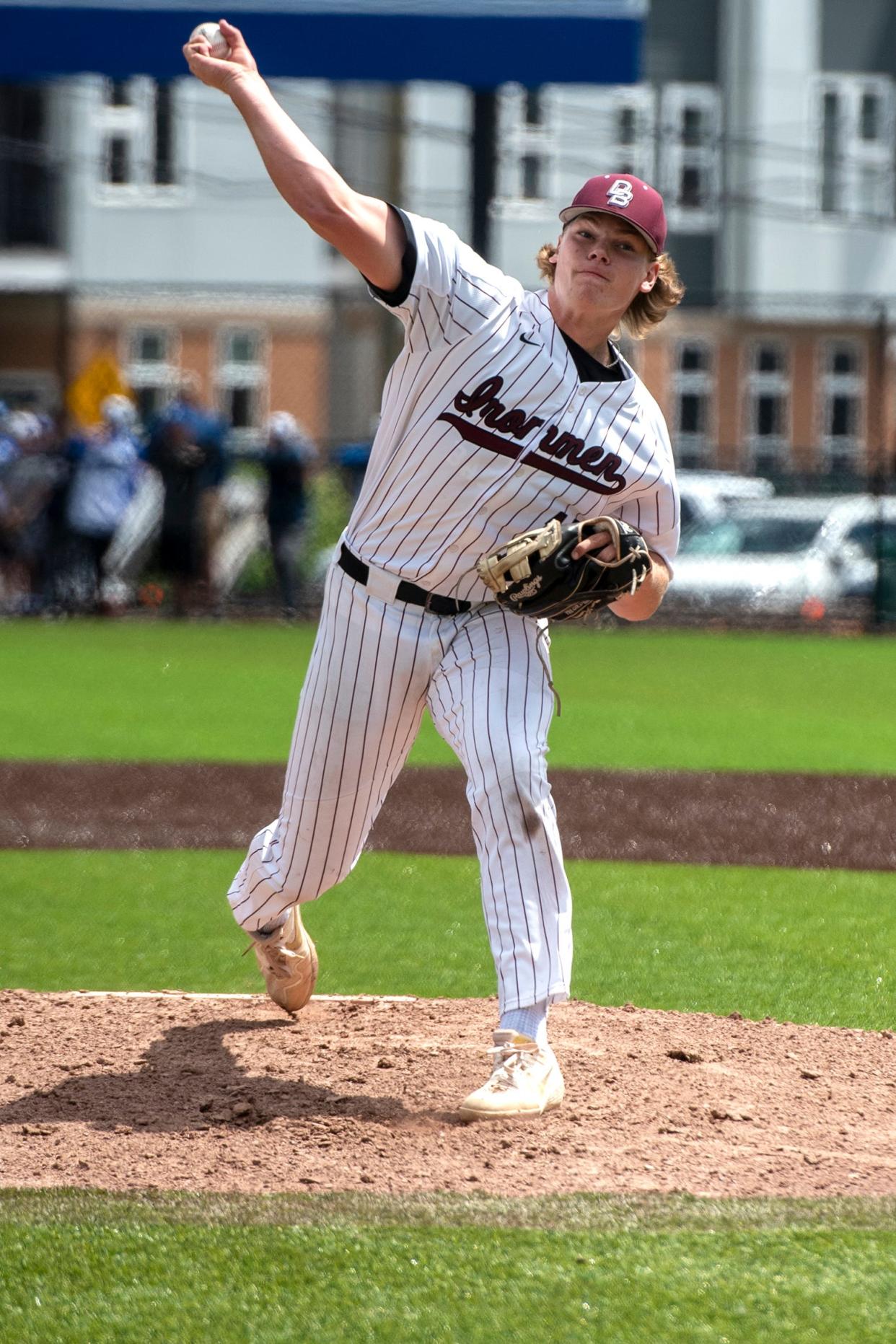 Don Bosco and St. Joseph play in the Bergen County baseball tournament championship in Wood-Ridge on May 31, 2021. Caden Dana #11 starting pitcher for Don Bosco.