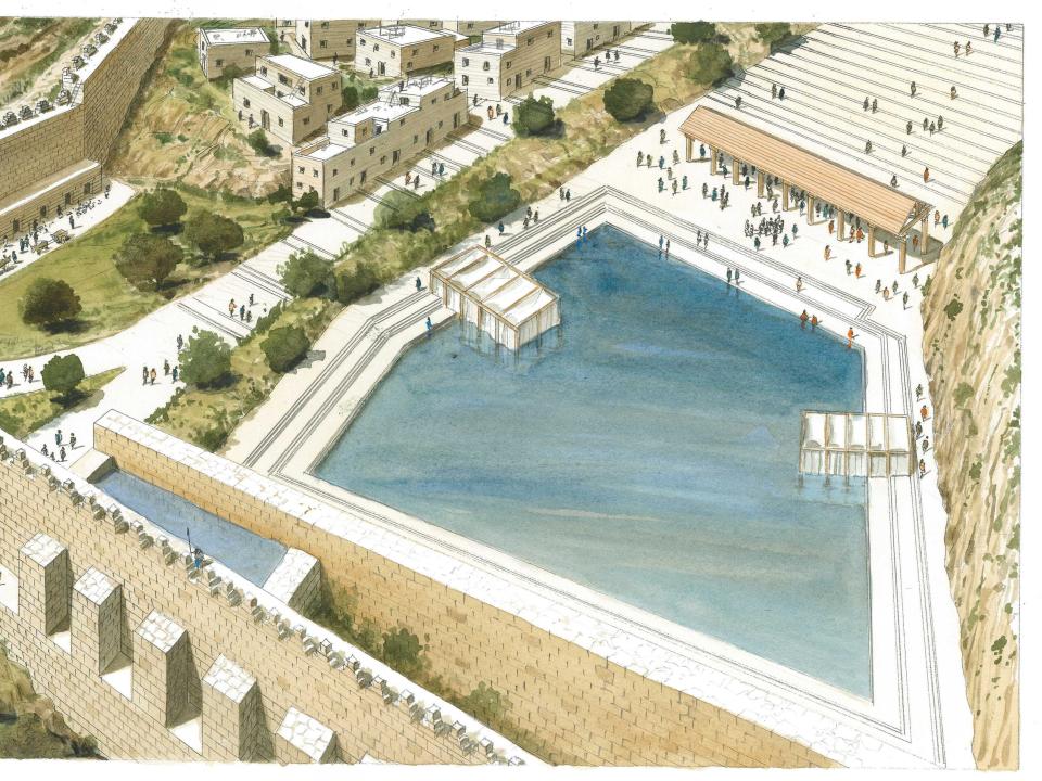 Rendering of the Pool of Siloam, Second Temple period.