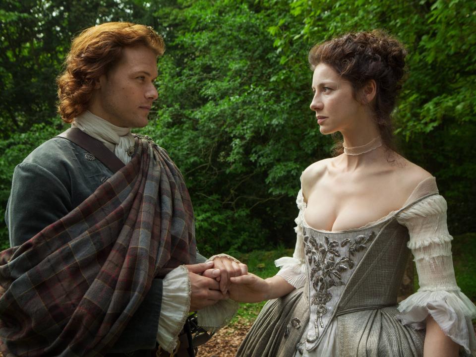 Sam Heughan and Caitríona Balfe in "Outlander" season one.