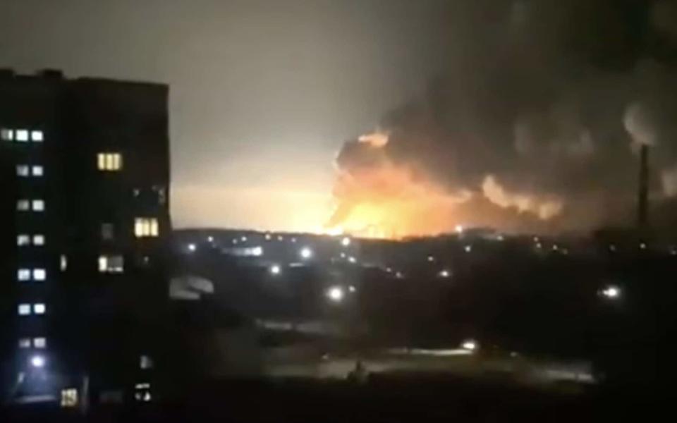 An explosion over Kharkiv on Thursday morning