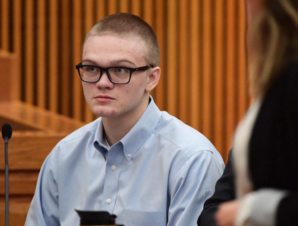 Townville Elementary School shooter Jesse Osborne on the first day of the sentencing hearing, Tuesday, Nov. 12, 2019. Osborne, now 17, was 14 years old when murdered his 47-year-old father Jeffrey Osborne and 6-year-old Jacob Hall. He pleaded guilty to the crimes and faces 30 years to life in prison.