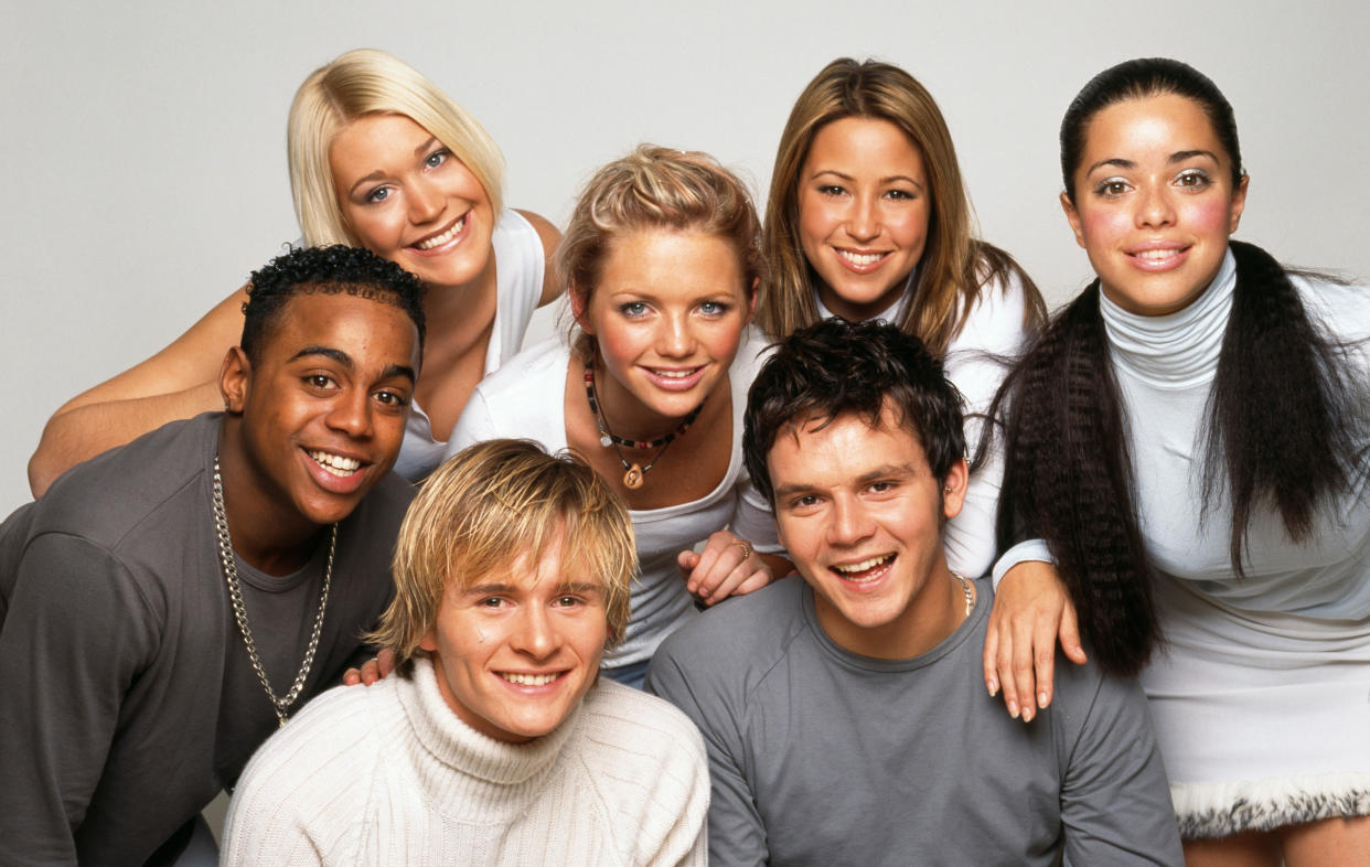 Jo O'Meara (back left) was a member of S Club 7 from 1998 until they split in 2003. (Tim Roney/Getty Images)