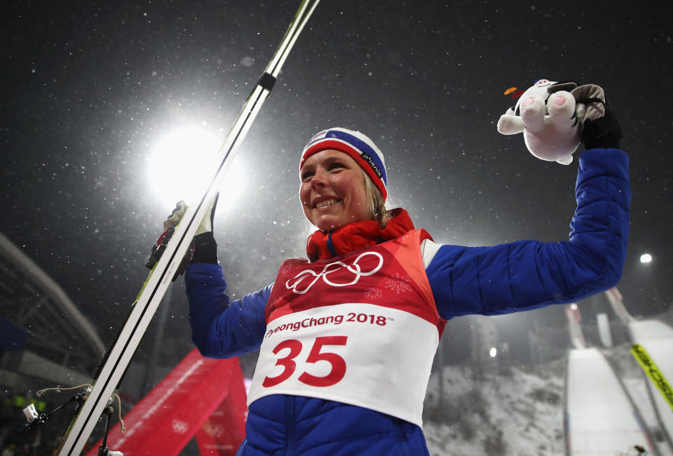 Maren Lundby is one of nine gold medalists for Norway, which is dominating this year’s Winter Olympics.