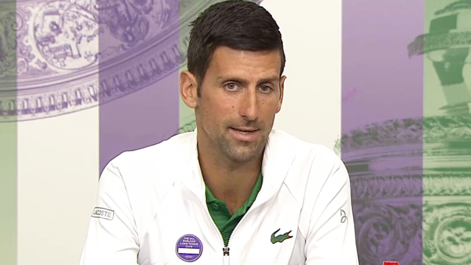 World No.3 Novak Djokovic (pictured) speaking at a Wimbledon press conference.
