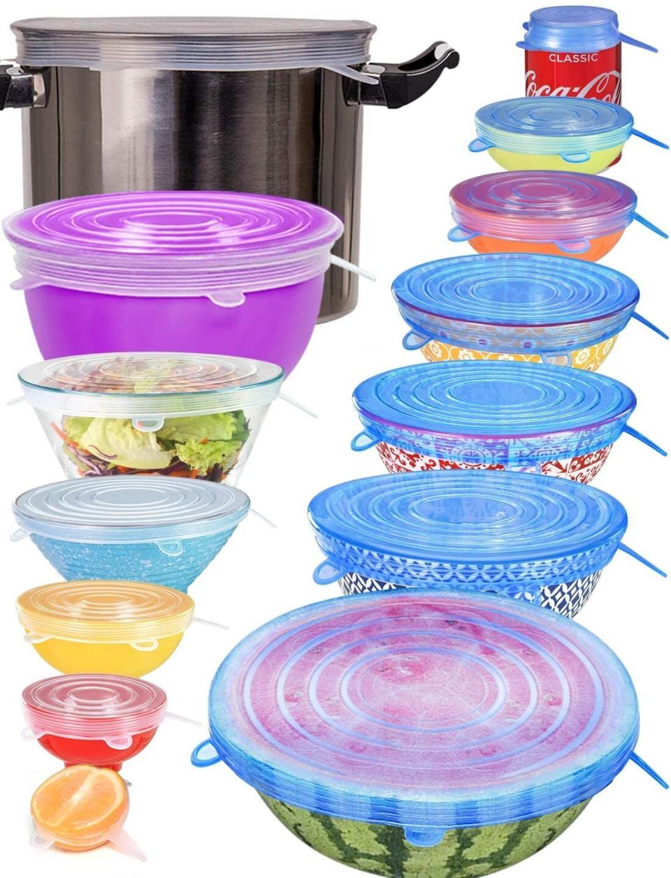 From a can of soda to a bowl of chips, this <a href="https://amzn.to/35jy169" target="_blank" rel="noopener noreferrer">set of silicone stretch lids</a> can work when you've made a meal for yourself or after you entertain guests. (Photo: Amazon)