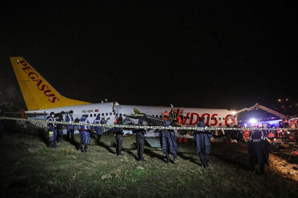 Plane wreckage, Istanbul, Turkey, on Wednesday | STR/AFP via Getty