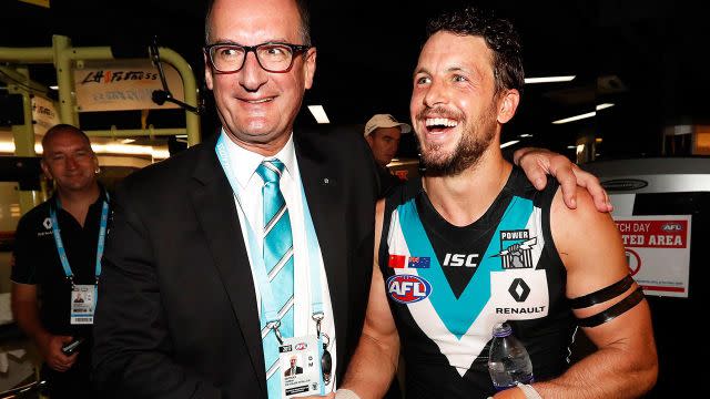 Koch with Power star Travis Boak. Pic: Getty