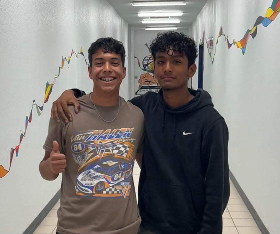 San Elizario soccer players, Stephen Chairez, left, and Matthew Hernandez were honored by the THSCA on Thursday as part of the Class 4A Soccer Elite team.