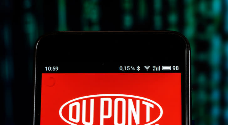 The Dupont de Nemours logo is displayed on a smartphone screen.