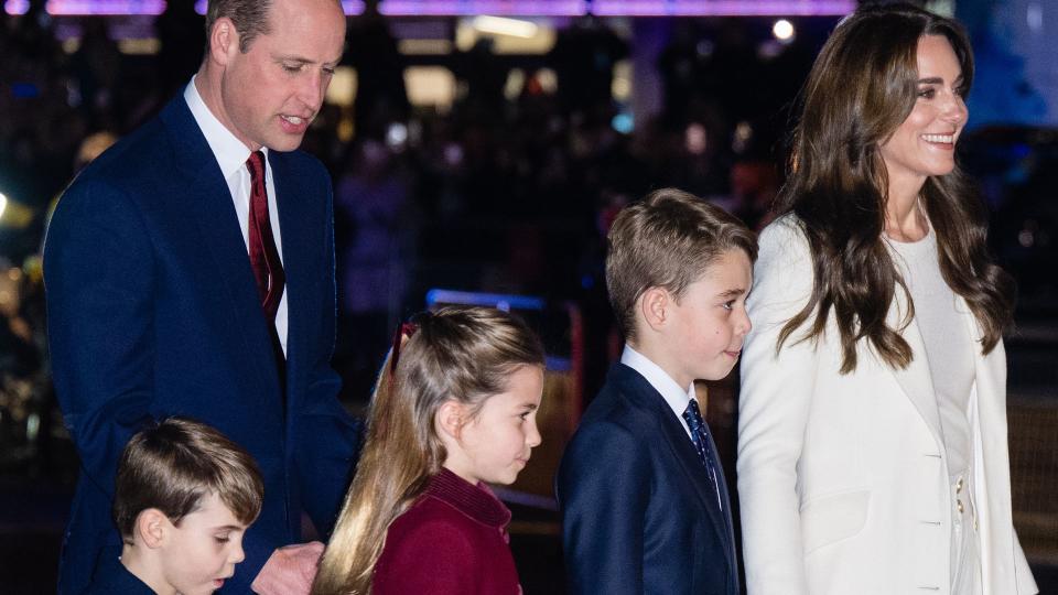 William and Kate arrive with George, Charlotte and Louis