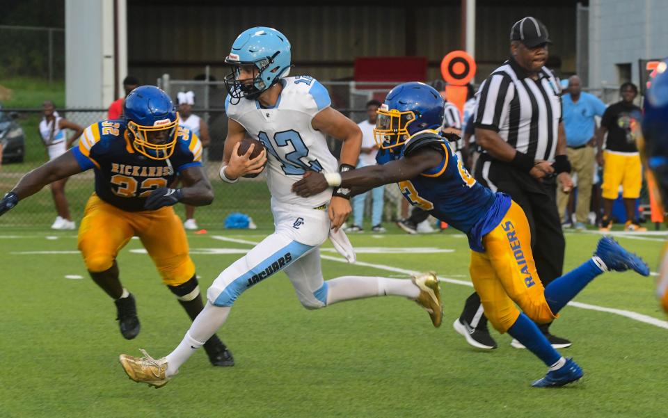 The Gadsden County Jaguars played the Rickards Raiders in a football game at Gene Cox Stadium on Friday, Sept. 1, 2023.