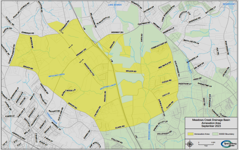 The Meadows Creek Drainage Basin area.