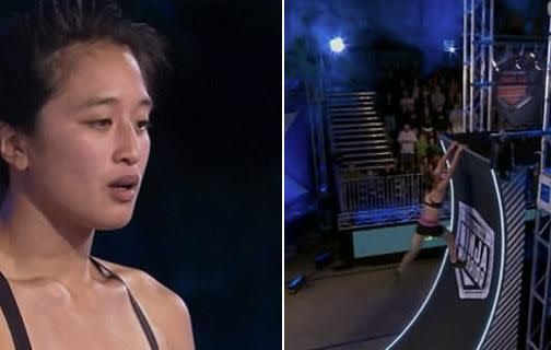 Andrea was the first female contestant to beat the Warped Wall. Source: Nine Network