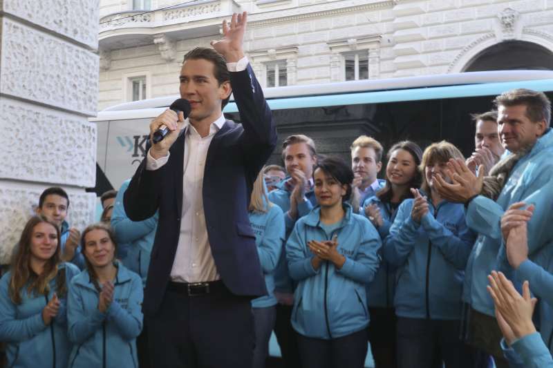 奧地利人民黨（ÖVP）黨魁、現任外交部長庫爾茲（Sebastian Kurz）可能接下總理大位。（AP）