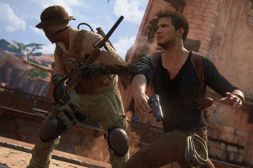 Nathan Drake in a scene from Uncharted.
