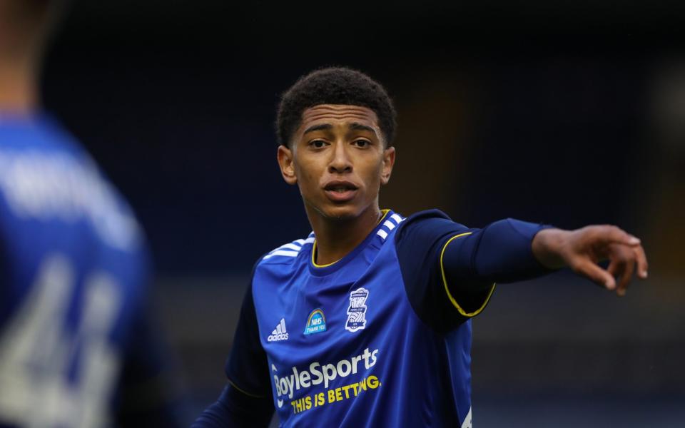 Jude Bellingham in action for Birmingham City in the Championship in 2020