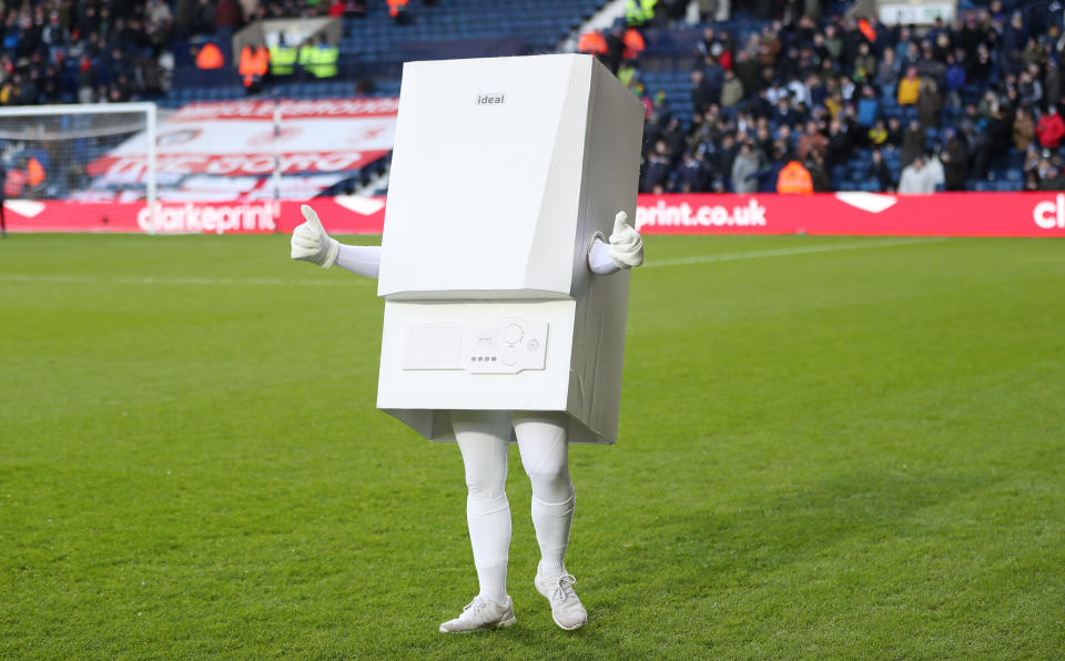 Say hello to Boilerman. West Brom’s mascot who appeared at the start of last season as part of the Baggies' sponsorship deal with Ideal Boilers.