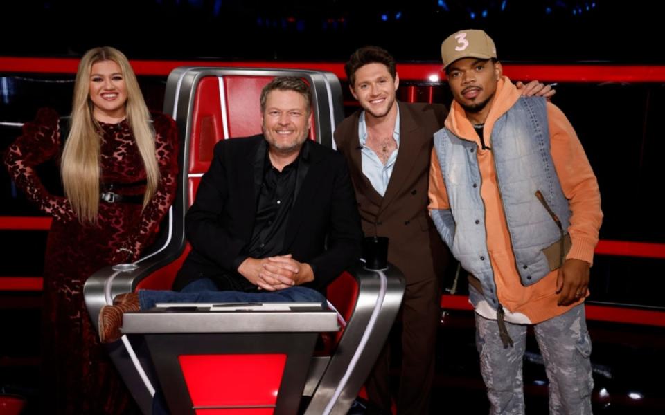 Kelly Clarkson, Blake Shelton, Niall Horan, Chance the Rapper<p>Photo by: Trae Patton/NBC</p>