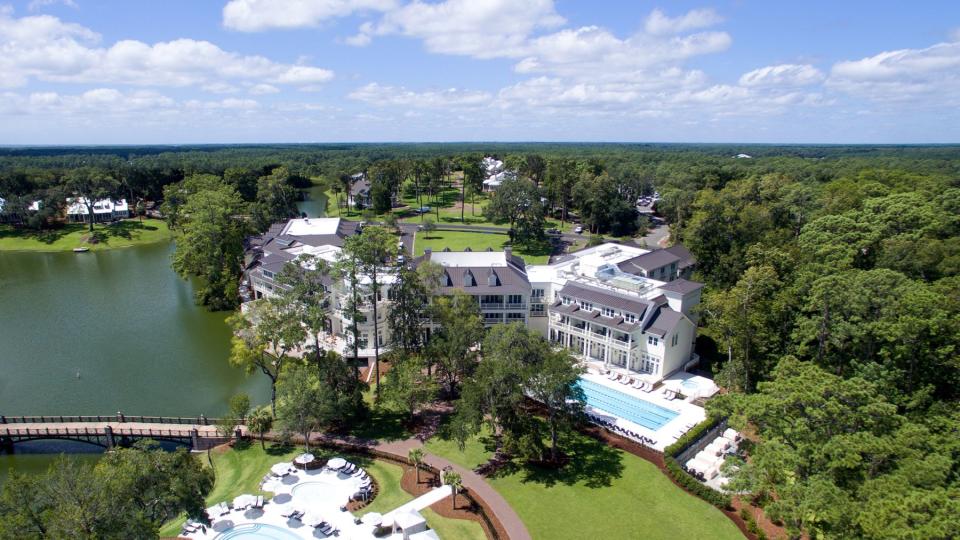 Aerial view of Montage Palmetto Bluff in South Carolina