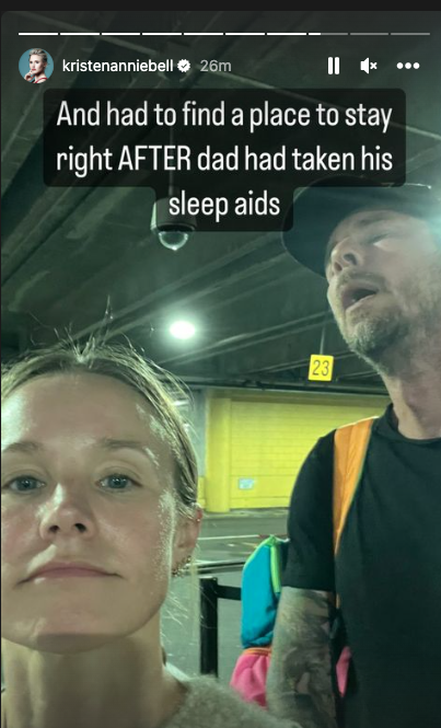 Kristen Bell and Dax Shepard in the parking lot (Instagram story/Kristen Bell)
