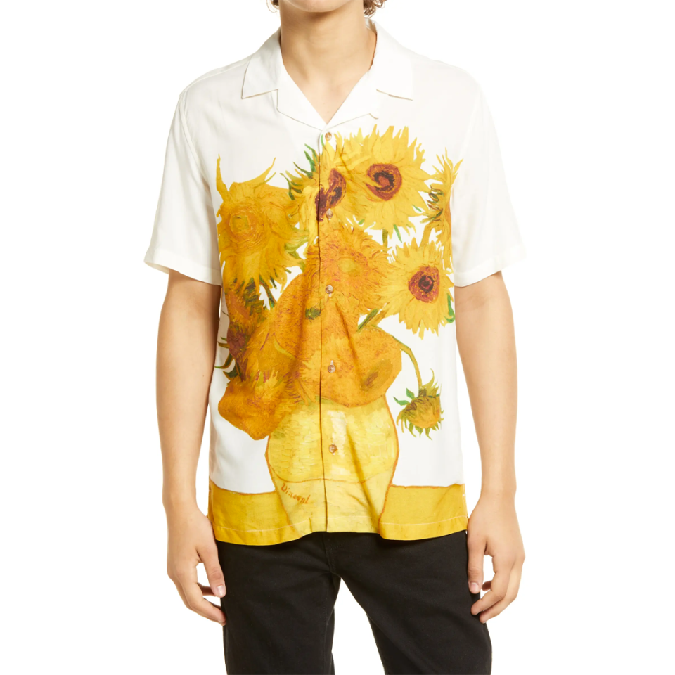 9) Vincent van Gogh Sunflower Button-Up Shirt