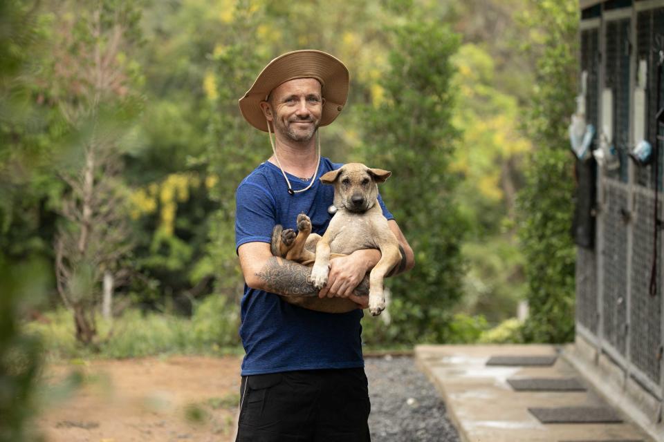 Niall Harbison has created his own wild life in the jungle where he has a dog sanctuary. (Channel 5)