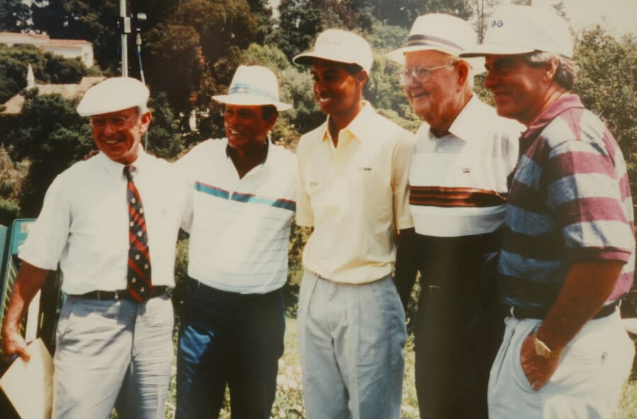 Bel AirHANDOUT PHOTO(L to R) Eddie Merrins, Chi Chi Rodriguez, Tiger Woods, Byron Nelson, Dave S