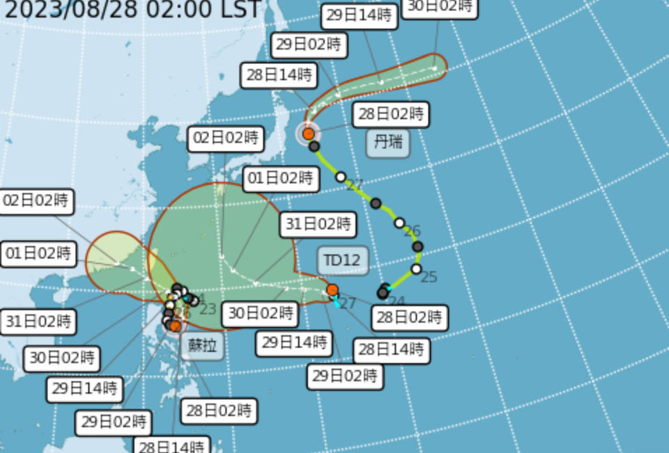 路徑潛勢預報。（圖取自中央氣象局網站）