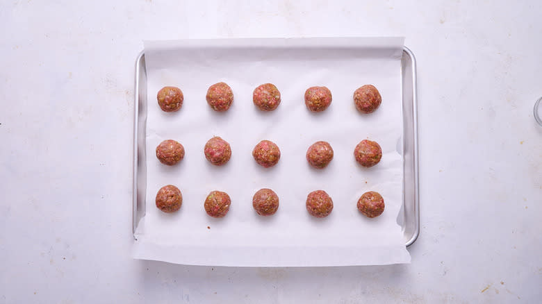 meatballs on a sheet tray