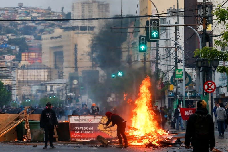 Protest against the government in Valparaiso, Chile