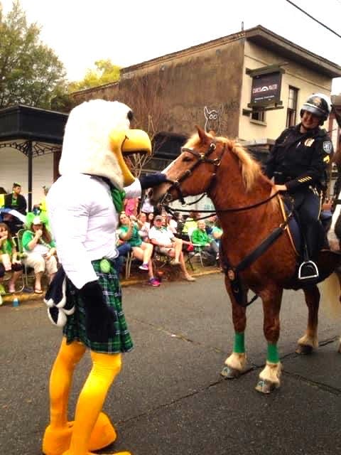 Forrest in the St. Patrick’s Day parade with the Savannah Police Department Mounted Unit.