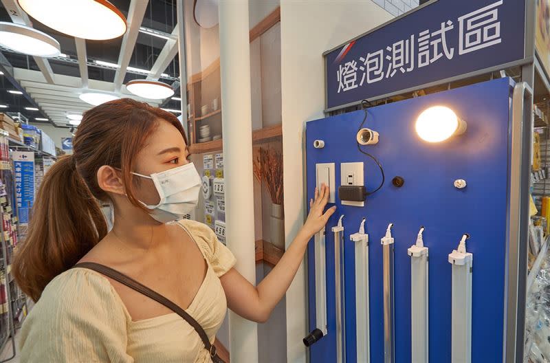 家樂福南港店有販售各種規格的燈泡商品，讓顧客可以實際測試。（圖／業者提供）