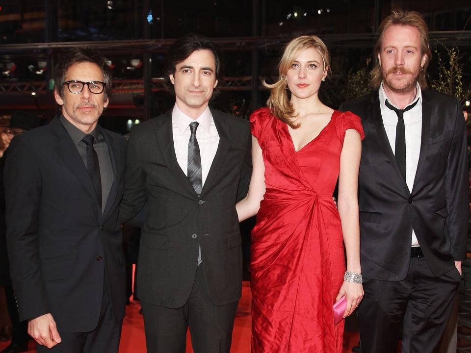 Ben Stiller, director Noah Baumbach, actress Greta Gerwig and actor Rhys Ifans attend the 'Greenberg' Premiere during day four of the 60th Berlin International Film Festival at the Berlinale Palast on February 14, 2010 in Berlin, Germany