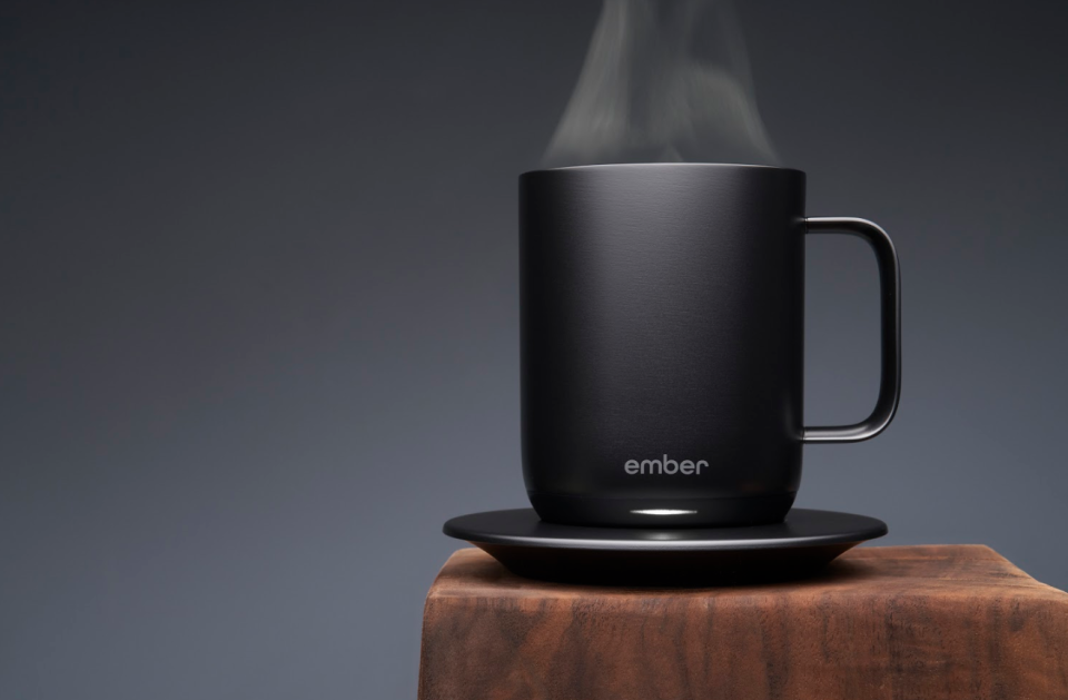 This ceramic mug by Ember is apparently the world’s first temperature-control mug. Source: Supplied