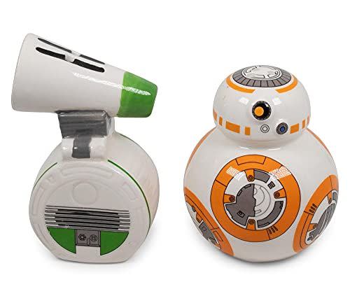 3) Star Wars BB-8 and D-O Ceramic Salt and Pepper Shakers, Set of 2 | Spice Dispenser Canister Set | Home & Kitchen Decor, Housewarming Gifts And Collectibles