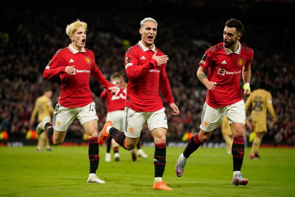 Manchester United defeated Barcelona in a thrilling Europa League tie on Thursday night (AP)