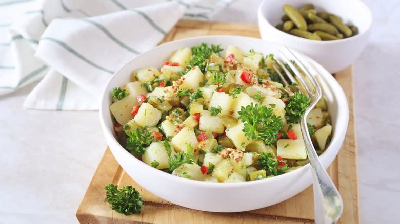 French potato salad in bowl