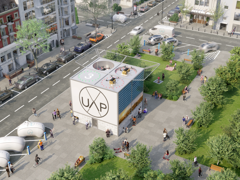 Artist's impression of the City Box delivery drone hub.