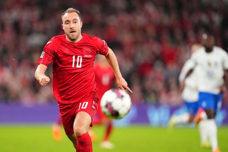 copenhagen, denmark   september 25 christian eriksen of denmark in action during the uefa nations league match between denmark and france at parken on september 25, 2022 in copenhagen, denmark photo by lars ronbog  frontzonesport via getty images