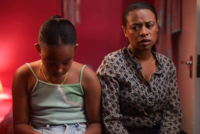<p>Latoya Okuneye/Lionsgate</p> Nyah Majaliwa (left) as young Queenie and Ayesha Antoine as Sylvie
